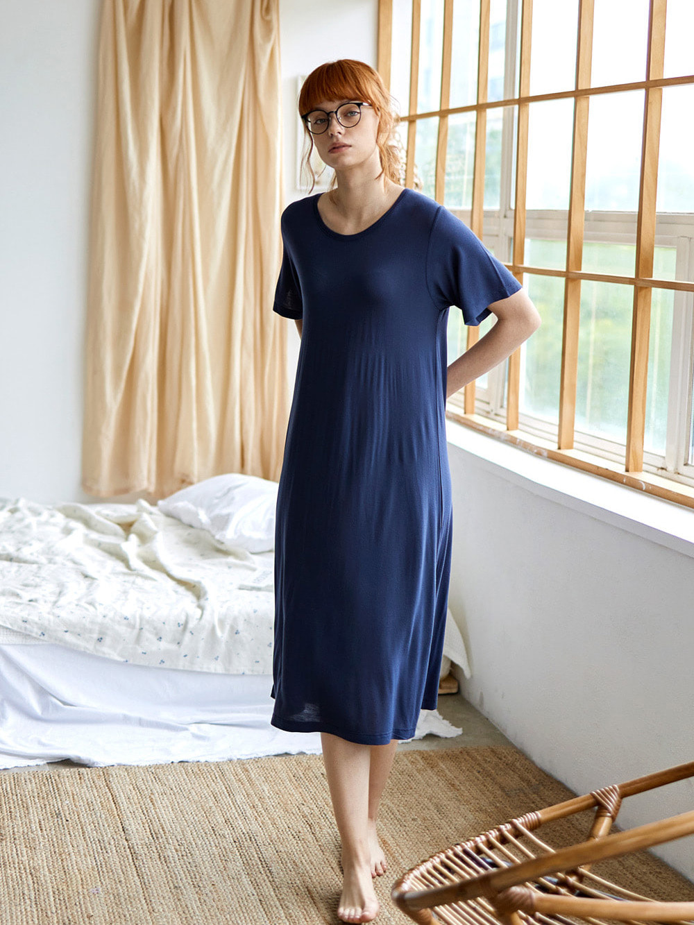 코즈넉 KOZNOK - 모달 여성 홈웨어 면 수면 잠옷 실내 원피스